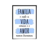 Quadro Família É Onde A Vida Começa Azul 33X24Cm Com Vidro Quadro Família É Onde A Vida Começa Azul 33X24Cm Com Vidro