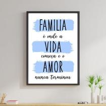 Quadro Família É Onde A Vida Começa - Azul 45X34Cm Quadro Família É Onde A Vida Começa - Azul 45X34Cm