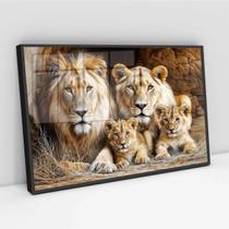 Quadro Família Leões 2 Filhotes - 50x70cm Quadro Família Leões 2 Filhotes - 50x70cm
