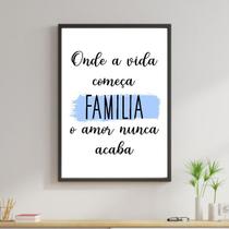 Quadro Família - O Amor Nunca Acaba 33x24cm - com vidro