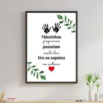 Quadro Favor Tirar Os Sapatos Ao Entrar 60X40 Madeira Preta