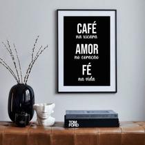 Quadro Fé Café E Deus Cuidando Da Gente - 60x48cm
