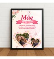 Quadro Feliz Dia Das Mães Com Foto E Frase 33x24cm Com Vidro Preto Quadro Feliz Dia Das Mães Com Foto E Frase 33x24cm Com Vidro Preto