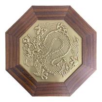 Quadro Feng Shui Dragão Madeira Imbuia Oitavado 18 Cm