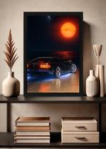Quadro Ferrari Testarossa Sunset Com Vidro e Moldura Preta Tamanho:21cm x 30cm (A4)