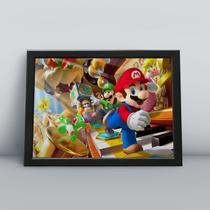 Quadro Festa Decoração Moldura 30x40cm Mario Game Jogo Switch