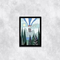 Quadro Figurativo Paisagem com Balão 24x18cm - com vidro