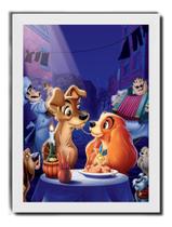 Quadro Filme A Dama E O Vagabundo Poster Na Moldura Branca