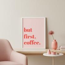 Quadro First Coffee Minimal Rosa 45x34cm Mold Preta Vidro