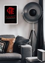 Quadro Flamengo Campeão com Vidro e Moldura Branca Tam:A4
