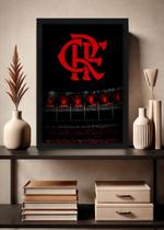 Quadro Flamengo Campeão com Vidro e Moldura Preta Tam:A4