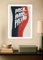 Quadro Flamengo Histórico com Vidro e Moldura Branca Tam:A4