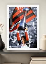 Quadro Flamengo Raça e com Vidro e Moldura Branca Tam:A4
