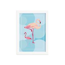 Quadro Flamingos e Círculos Moldura Branca 33x43cm Quadro Flamingos e Círculos Moldura Branca 33x43cm