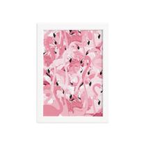 Quadro Flamingos Tropicais Moldura Branca 22x32cm Quadro Flamingos Tropicais Moldura Branca 22x32cm