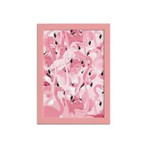 Quadro Flamingos Tropicais Moldura Rosa 22x32cm Quadro Flamingos Tropicais Moldura Rosa 22x32cm