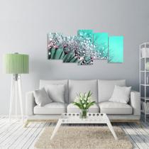Quadro Flor Abstrata 125x60 Mosaico 5 Peças decorativo
