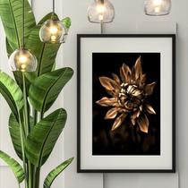 Quadro Flor Bronze Com Preto - 60x48cm