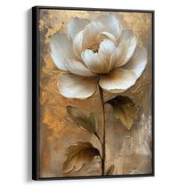Quadro Flor Eterna Sobre a Tela Dourada