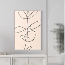 Quadro Flor Linhas - Tela Canvas com Moldura Flutuante em Vários Tamanhos - Artfine