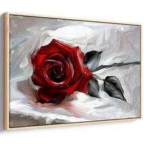 Quadro Flor - Rosa Sussurrante no Véu do Silêncio