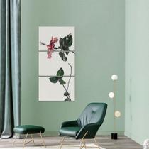 Quadro Flor Vintage Conjunto Vertical decorativo 3 Peças Quadro Flor Vintage Conjunto Vertical decorativo 3 Peças