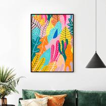 Quadro Floral e Flores Coloridas Art Boho - Tela Canvas com Moldura Flutuante em Vários Tamanhos - Artfine