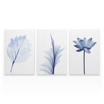 Quadro Flores Delicadas Azul Decorativo Moderno Para Sala Quarto - Bimper