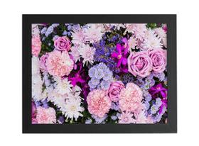 Quadro Flores Em Tons De Roxo E Lilás Moldura Preta 60X40Cm