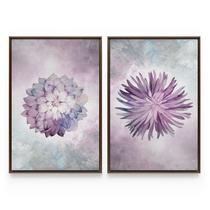 Quadro Flores Lilás Aquareladas Para Corredor Sala De Estar Hall Entrada Moderno Moldura Decorativa - Bimper