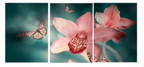 Quadro Flores Orquidea Coral 70x150 trio Atelier Valverde Quadro Flores Orquidea Coral 70x150 trio Atelier Valverde