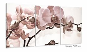 Quadro Flores Orquídeas Para Sala Recepção Tecido 120x60 em tecido 3 peças Quadro Flores Orquídeas Para Sala Recepção Tecido 120x60 em tecido 3 peças