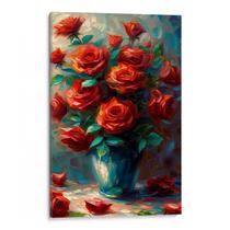 Quadro Flores - Rosas Vermelhas Dançando Sob a Luz da Noite