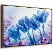 Quadro Flores - Tulipas Azuis no Jardim dos Sonhos Eternos