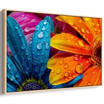 Quadro Flores Vibrantes Sob Gotas de Orvalho da Manhã