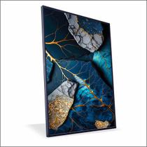 Quadro Folhagem Blue Canvas Com Vidro