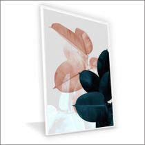 Quadro Folhagem Rose Vinil Com Vidro