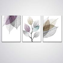 Quadro Folhas Abstrato Natureza Mdf 30X20Cm
