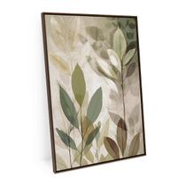 Quadro Folhas Soft Green Com Moldura Para Sala 60x40 Pequeno - Bimper Quadros Quadro Folhas Soft Green Com Moldura Para Sala 60x40 Pequeno - Bimper Quadros