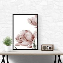 Quadro Foto Flor Moderna Rosê 33X24Cm - Com Vidro