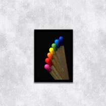 Quadro Foto Palitos de Fósforo Coloridos 33x24cm - com vidro