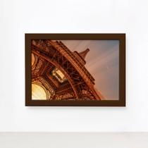 Quadro Foto Paris Torre Eiffel Sol Moldura Marrom 22x32cm