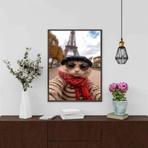 Quadro Foto Selfie Gata Em Paris 24x18cm - com vidro