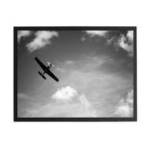 Quadro Fotografia Avião Voando 33X24 C/Vidro - Madeira Preta