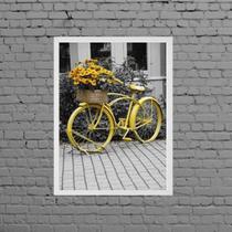 Quadro Fotografia Bicicleta Amarela 24X18Cm - Madeira Preta