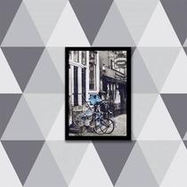 Quadro Fotografia Bicicleta Azul 45x34cm - com vidro