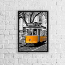 Quadro Fotografia Bonde Amarelo 33x24cm - com vidro