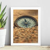 Quadro Fotografia Bússola Na Praia 45x34cm