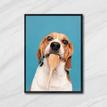 Quadro Fotografia Cachorro Na Cozinha 24x18cm