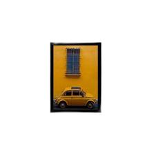 Quadro Fotografia Carro Retrô Amarelo 45X34 Com Vidro Preta